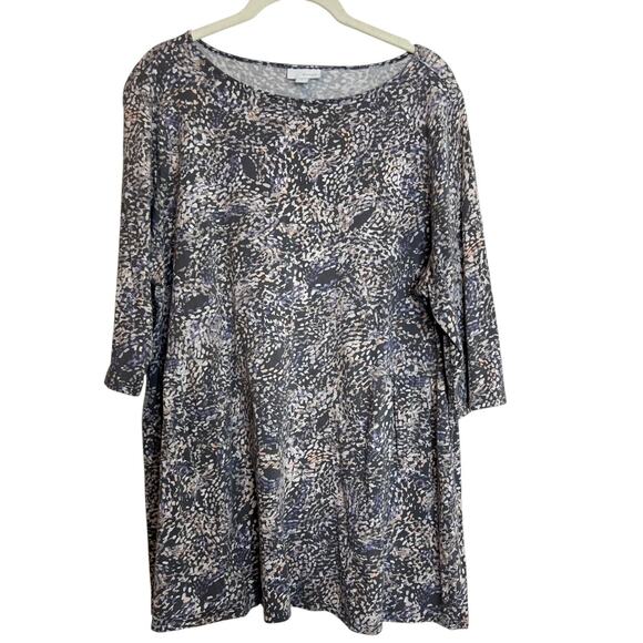 Pure Jill Womens Tunic Top L Multicolor Abstract Print 3/4 Sleeve Cotton Modal - Picture 1 of 6